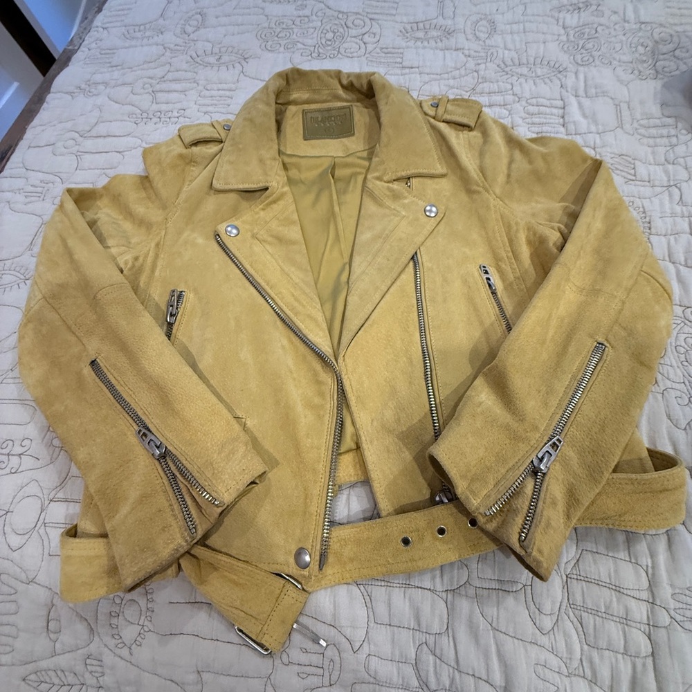 Yellow Suede Moto Jacket - Women